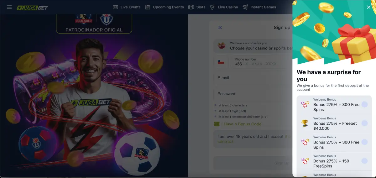 Jugabet welcome bonus: 275% + 300 free spins