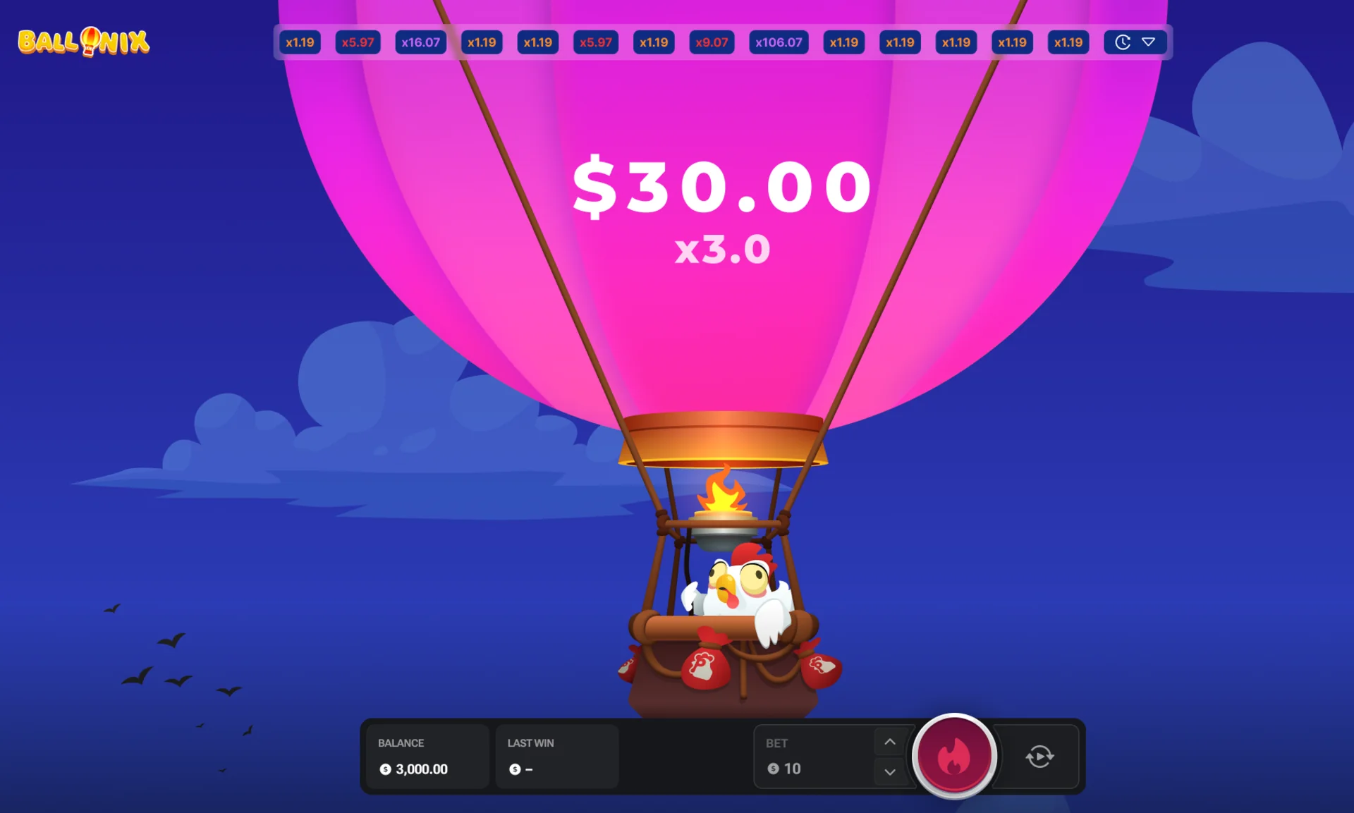 BalloniX gameplay flight and multiplier