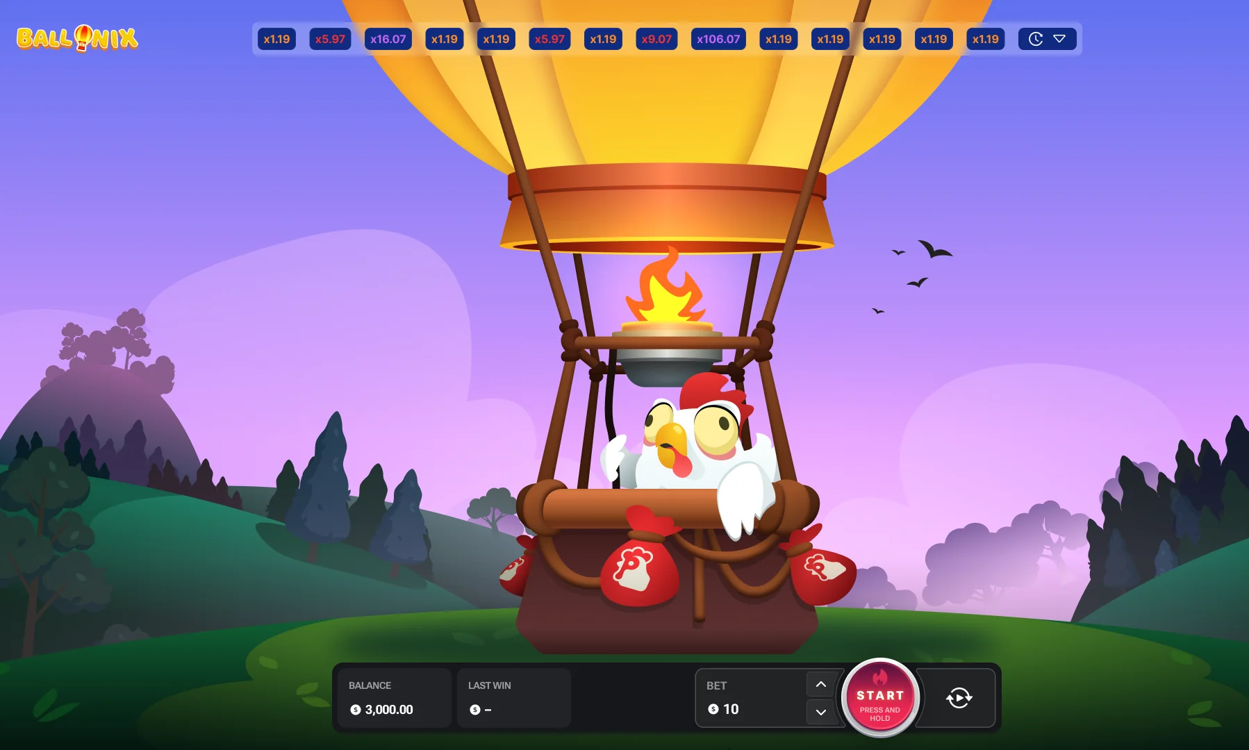 BalloniX balloon crash game interface